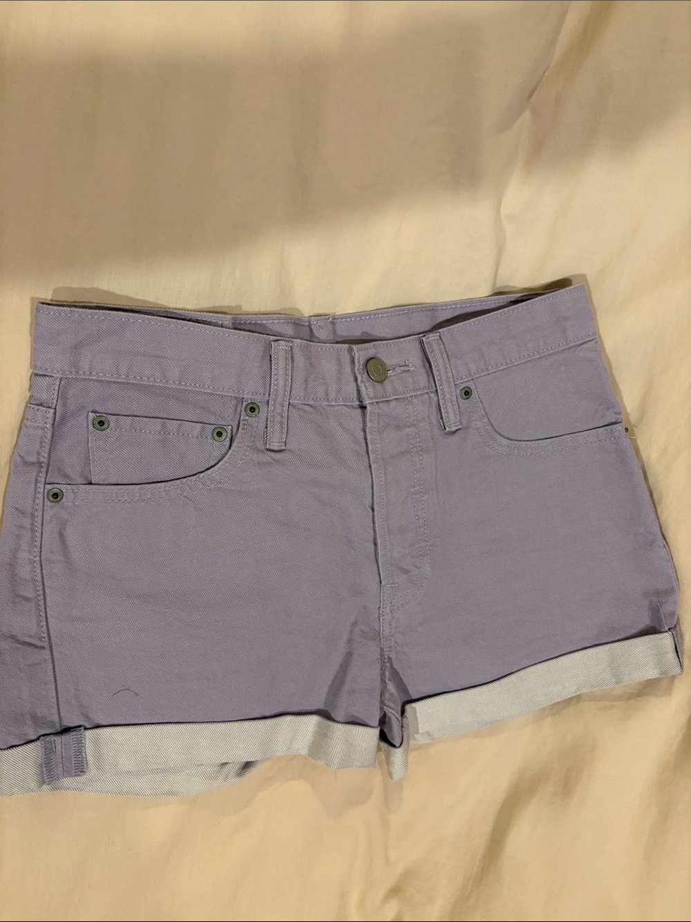 Levi's Pastel Lavender Roll-Cuff Jean Shorts